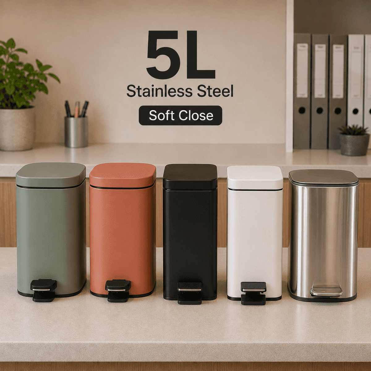 5L Colored Stainless Steel Bins Kenya