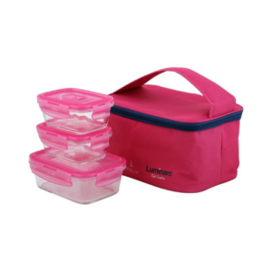 3pc Lunch Kit with Pink Lunch Bag